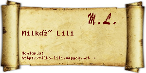 Milkó Lili névjegykártya